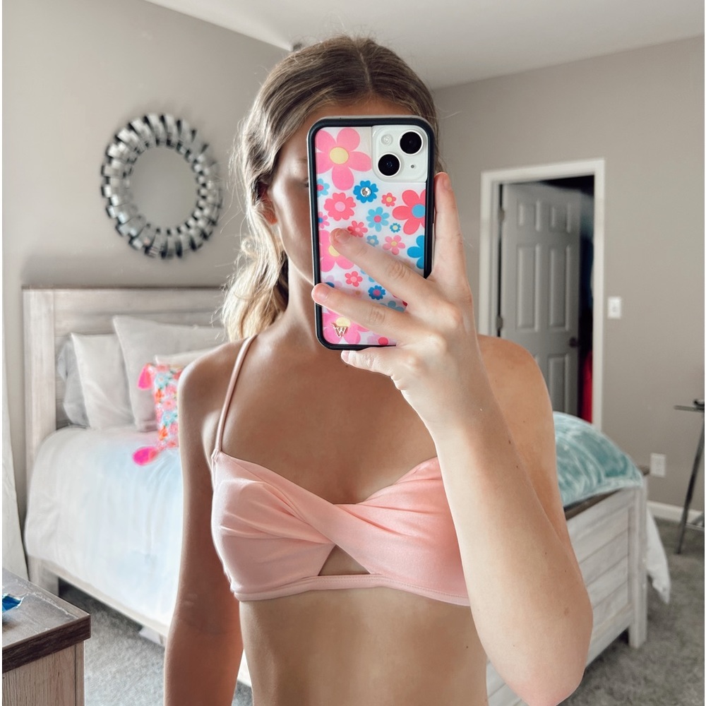 light pink shimmer bikini top